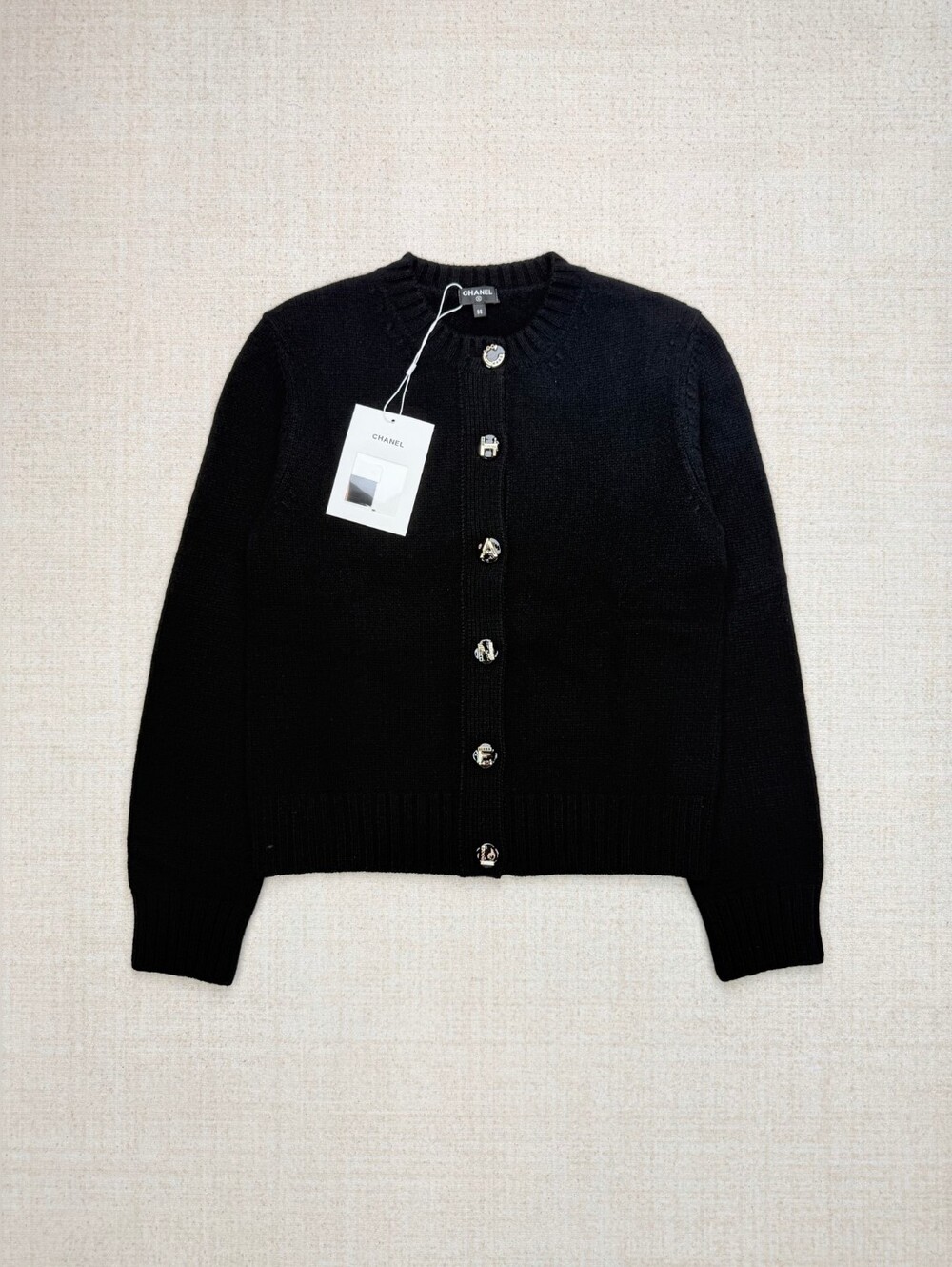 Chanel Black Button-Front Cashmere Cardigan
